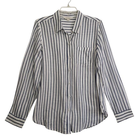 Lucky Brand Women's Cotton/Modal Medium Striped Button Down Shirt - Picture 1 of 9